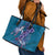 Hawaiian Turtle Love Couple Leather Tote Bag - Sweet Hibiscus and Kakau Pattern Sapphire Color