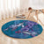 Hawaiian Turtle Love Couple Round Carpet - Sweet Hibiscus and Kakau Pattern Sapphire Color