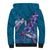 Hawaiian Turtle Love Couple Sherpa Hoodie - Sweet Hibiscus and Kakau Pattern Sapphire Color