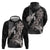 Hawaiian Turtle Love Couple Hoodie - Sweet Hibiscus and Kakau Pattern Grayscale Color