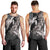 Hawaiian Turtle Love Couple Men Tank Top - Sweet Hibiscus and Kakau Pattern Grayscale Color