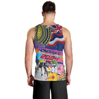 Hawaii Great Aloha Run 40th Anniversary Men Tank Top Hibiscus and Kakau Pattern LT03 - Polynesian Pride