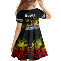 Hawaii Lei Day Family Matching Off Shoulder Maxi Dress and Hawaiian Shirt Hibiscus Wreath and Polynesian Pattern LT03 - Polynesian Pride