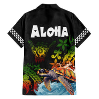Hawaii Lei Day Family Matching Off Shoulder Short Dress and Hawaiian Shirt Hibiscus Wreath and Polynesian Pattern LT03 - Polynesian Pride