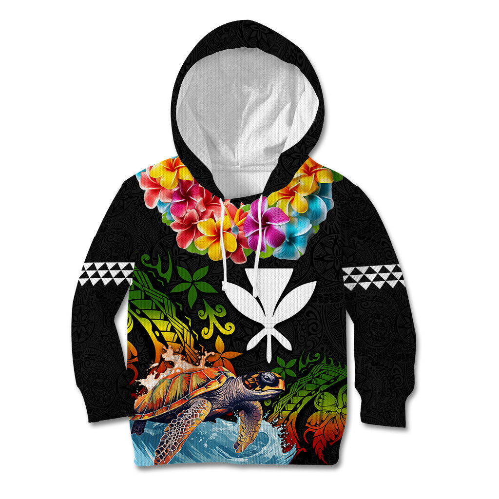Hawaii Lei Day Kid Hoodie Hibiscus Wreath and Polynesian Pattern