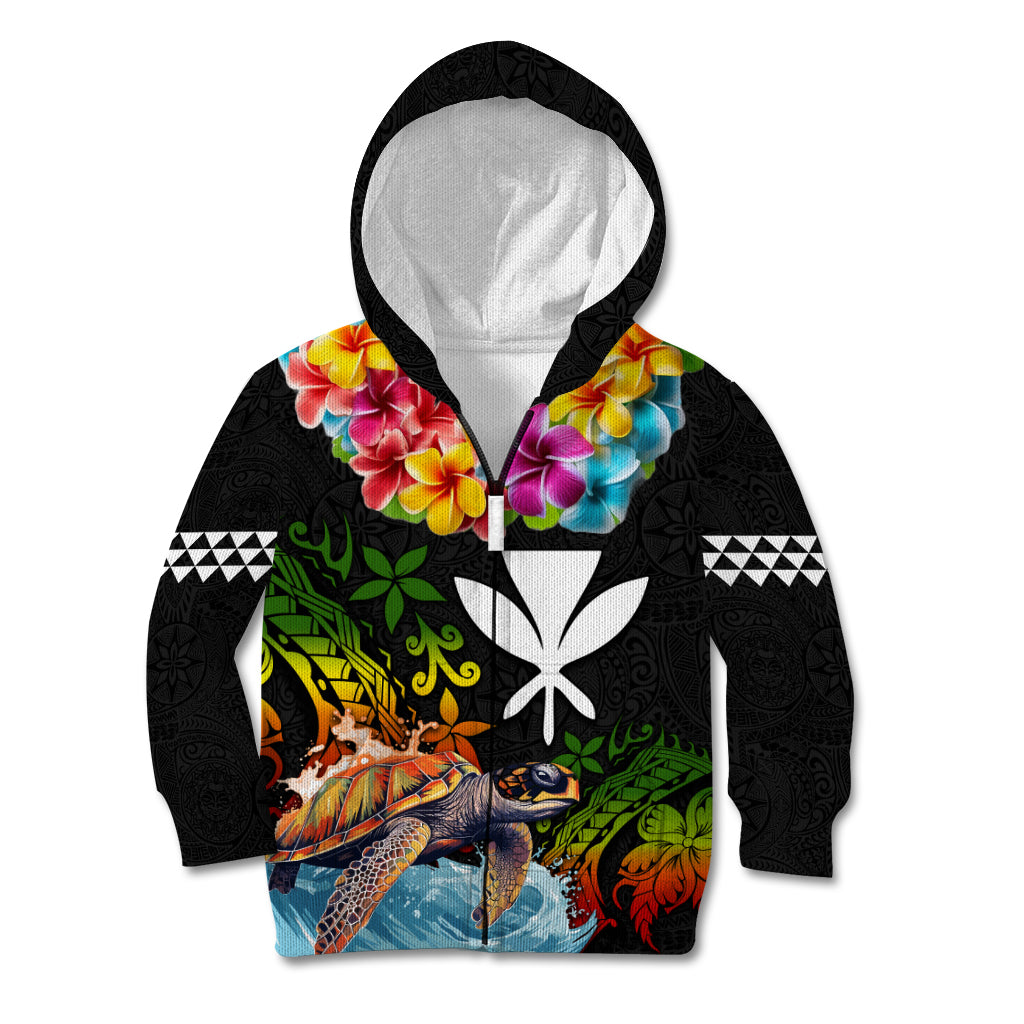 Hawaii Lei Day Kid Hoodie Hibiscus Wreath and Polynesian Pattern
