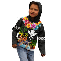 Hawaii Lei Day Kid Hoodie Hibiscus Wreath and Polynesian Pattern