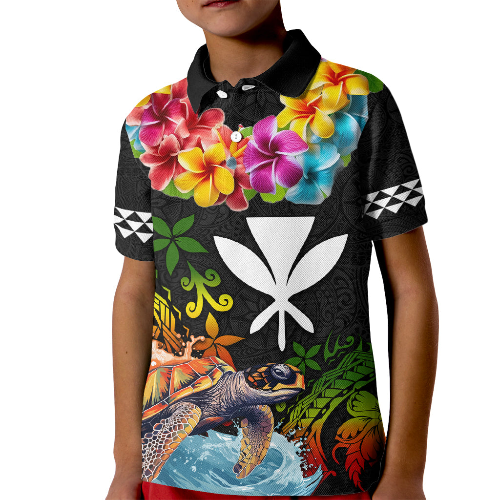 Hawaii Lei Day Kid Polo Shirt Hibiscus Wreath and Polynesian Pattern