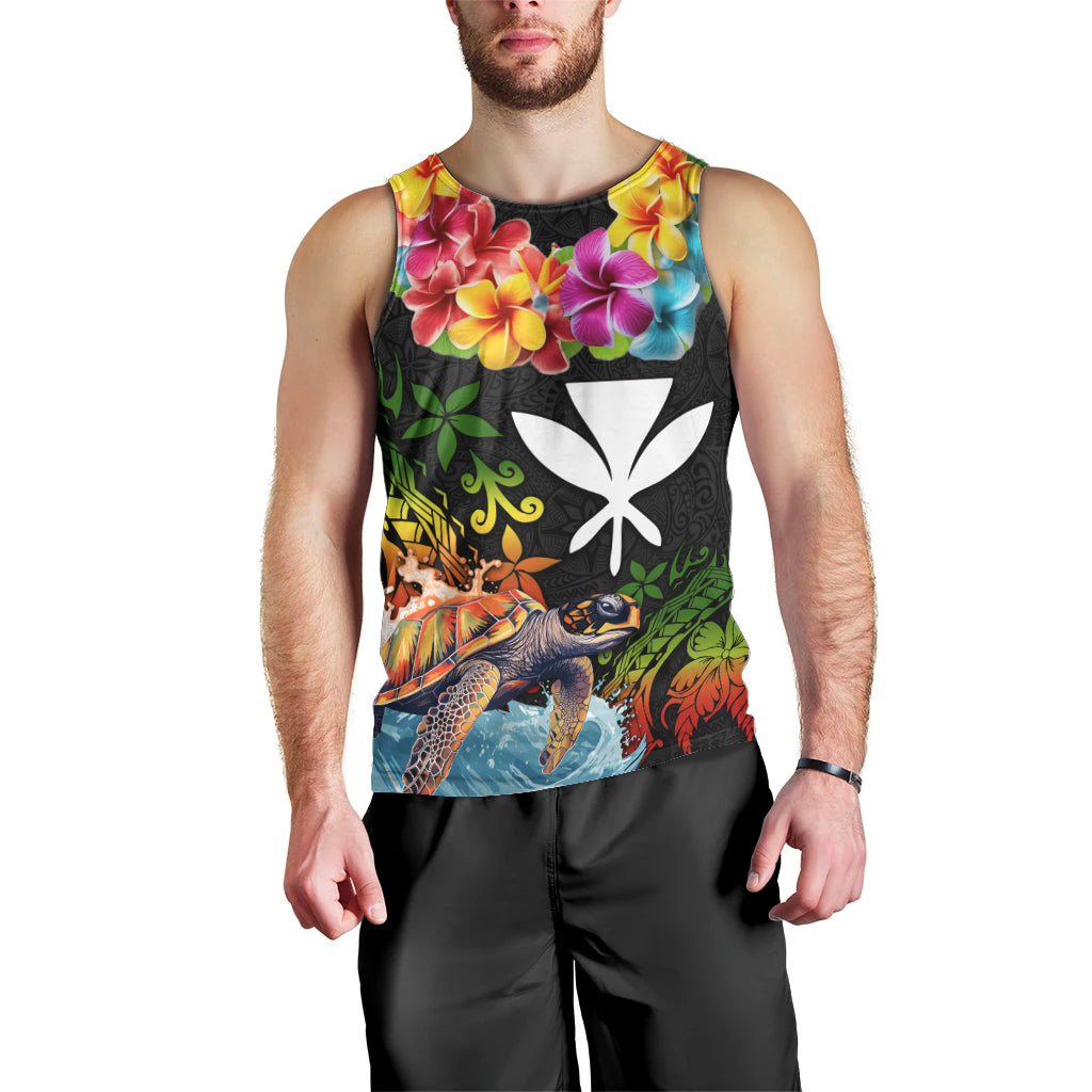 Hawaii Lei Day Men Tank Top Hibiscus Wreath and Polynesian Pattern LT03 - Polynesian Pride