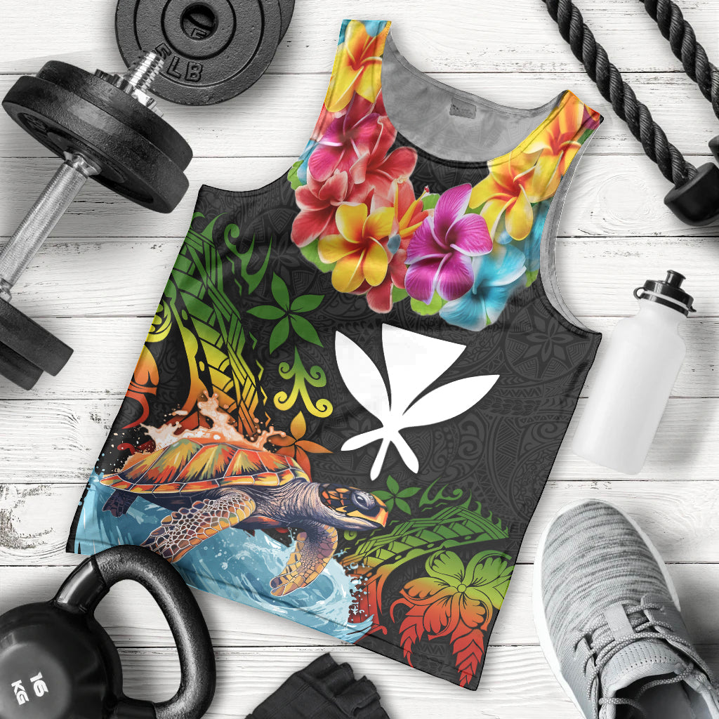 Hawaii Lei Day Men Tank Top Hibiscus Wreath and Polynesian Pattern LT03 - Polynesian Pride