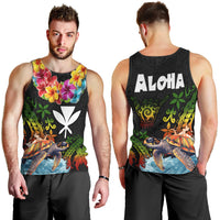 Hawaii Lei Day Men Tank Top Hibiscus Wreath and Polynesian Pattern LT03 - Polynesian Pride