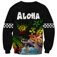 Hawaii Lei Day Sweatshirt Hibiscus Wreath and Polynesian Pattern