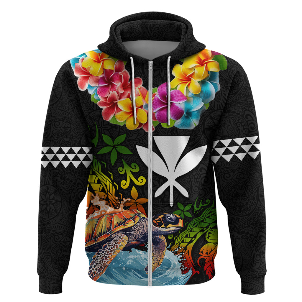 Hawaii Lei Day Zip Hoodie Hibiscus Wreath and Polynesian Pattern