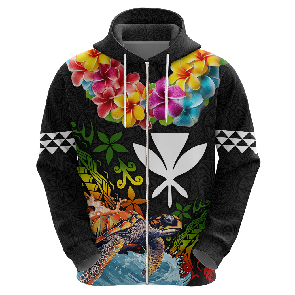 Hawaii Lei Day Zip Hoodie Hibiscus Wreath and Polynesian Pattern