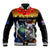 Australia and New Zealand ANZAC Day Baseball Jacket Tui Bird and Koala mix Maori and Aboriginal Pattern