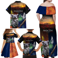 Australia and New Zealand ANZAC Day Family Matching Off Shoulder Maxi Dress and Hawaiian Shirt Tui Bird and Koala mix Maori and Aboriginal Pattern LT03 - Polynesian Pride