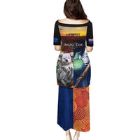 Australia and New Zealand ANZAC Day Family Matching Puletasi and Hawaiian Shirt Tui Bird and Koala mix Maori and Aboriginal Pattern LT03 - Polynesian Pride