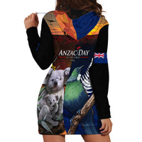 Australia and New Zealand ANZAC Day Hoodie Dress Tui Bird and Koala mix Maori and Aboriginal Pattern
