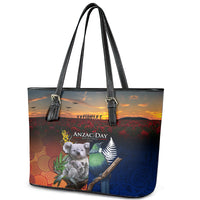 Australia and New Zealand ANZAC Day Leather Tote Bag Tui Bird and Koala mix Maori and Aboriginal Pattern LT03 - Polynesian Pride