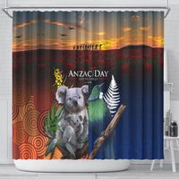 Australia and New Zealand ANZAC Day Shower Curtain Tui Bird and Koala mix Maori and Aboriginal Pattern