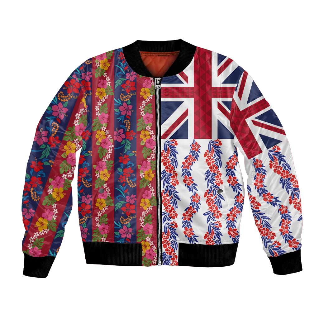 Hawaiian Lei Bomber Jacket National Flag Striped Style LT03 Unisex Red - Polynesian Pride