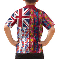 Hawaiian Lei Family Matching Off Shoulder Short Dress and Hawaiian Shirt National Flag Striped Style