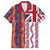 Hawaiian Lei Family Matching Off Shoulder Short Dress and Hawaiian Shirt National Flag Striped Style
