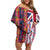 Hawaiian Lei Family Matching Off Shoulder Short Dress and Hawaiian Shirt National Flag Striped Style