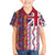 Hawaiian Lei Family Matching Off Shoulder Short Dress and Hawaiian Shirt National Flag Striped Style