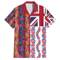 Hawaiian Lei Family Matching Puletasi and Hawaiian Shirt National Flag Striped Style LT03 Dad's Shirt - Short Sleeve Red - Polynesian Pride