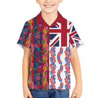 Hawaiian Lei Family Matching Puletasi and Hawaiian Shirt National Flag Striped Style LT03 Son's Shirt Red - Polynesian Pride