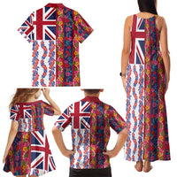 Hawaiian Lei Family Matching Tank Maxi Dress and Hawaiian Shirt National Flag Striped Style