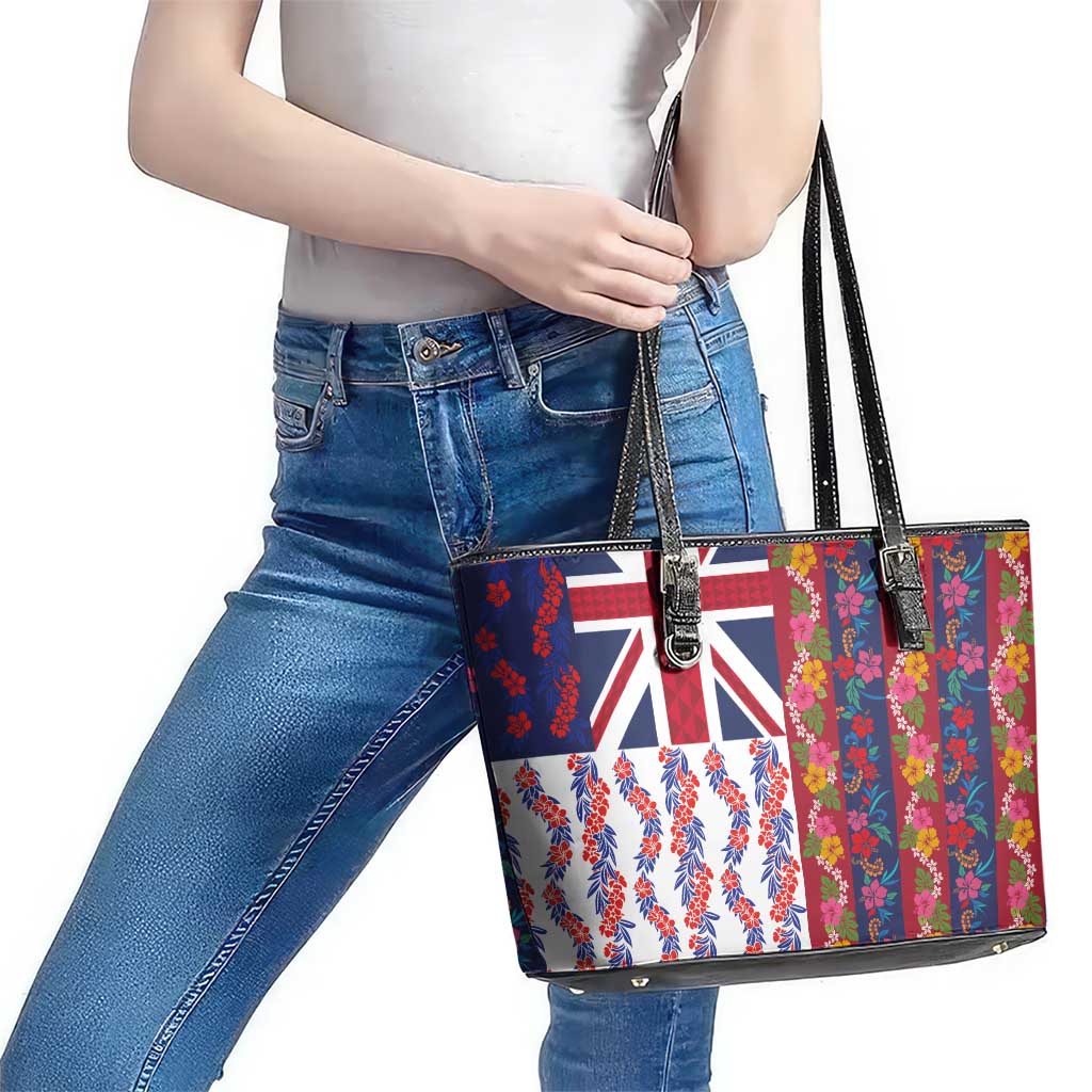 Hawaiian Lei Leather Tote Bag National Flag Striped Style