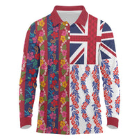 Hawaiian Lei Long Sleeve Polo Shirt National Flag Striped Style