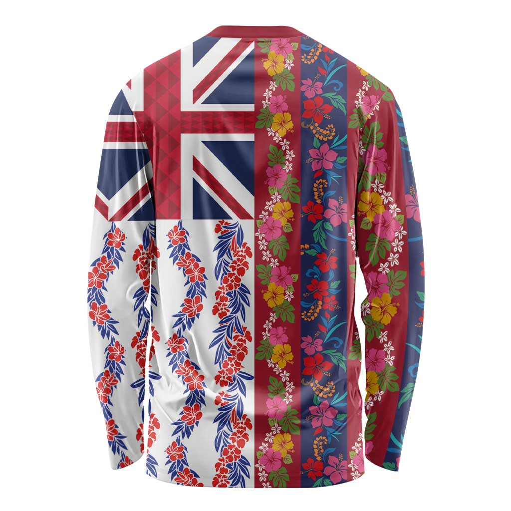 Hawaiian Lei Long Sleeve Shirt National Flag Striped Style