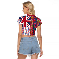 Hawaiian Lei Raglan Cropped T Shirt National Flag Striped Style