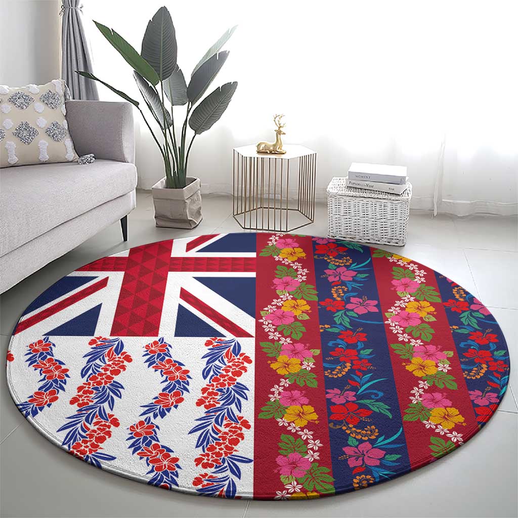 Hawaiian Lei Round Carpet National Flag Striped Style