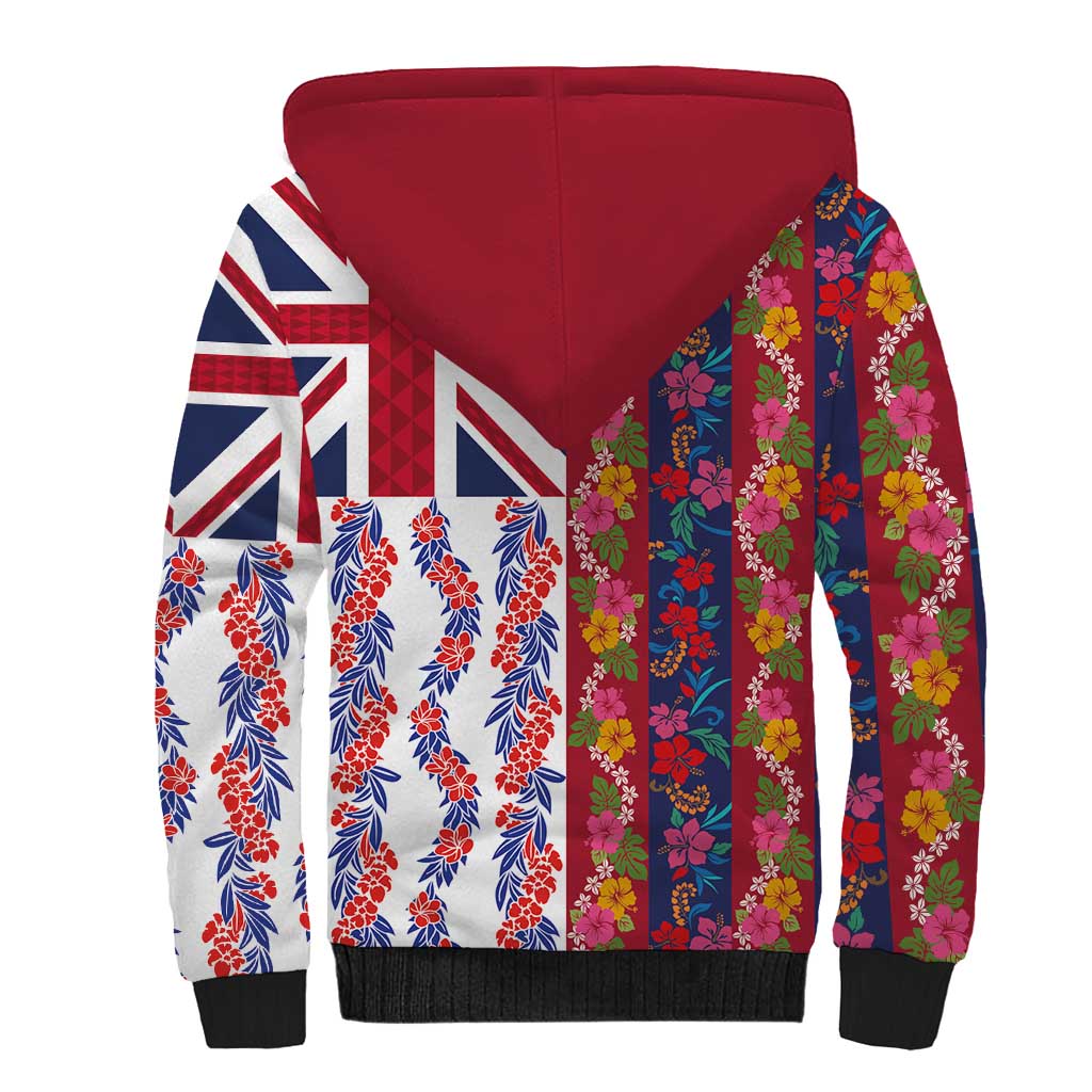 Hawaiian Lei Sherpa Hoodie National Flag Striped Style