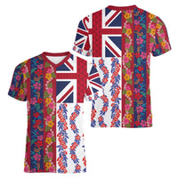 Hawaiian Lei Women V-Neck T-Shirt National Flag Striped Style