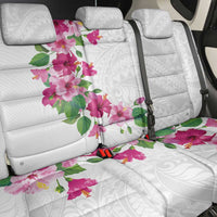 Hawaiian Hibiscus and Art Polynesian Tattoo Back Car Seat Cover White Color