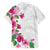 Hawaiian Hibiscus and Art Polynesian Tattoo Family Matching Off Shoulder Short Dress and Hawaiian Shirt White Color