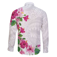 Hawaiian Hibiscus and Art Polynesian Tattoo Family Matching Puletasi and Hawaiian Shirt White Color