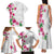 Hawaiian Hibiscus and Art Polynesian Tattoo Family Matching Tank Maxi Dress and Hawaiian Shirt White Color