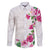 Hawaiian Hibiscus and Art Polynesian Tattoo Family Matching Tank Maxi Dress and Hawaiian Shirt White Color