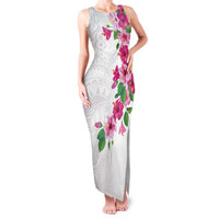 Hawaiian Hibiscus and Art Polynesian Tattoo Family Matching Tank Maxi Dress and Hawaiian Shirt White Color