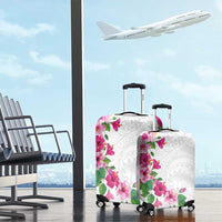 Hawaiian Hibiscus and Art Polynesian Tattoo Luggage Cover White Color