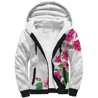 Hawaiian Hibiscus and Art Polynesian Tattoo Sherpa Hoodie White Color