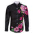 Hawaiian Hibiscus and Art Polynesian Tattoo Family Matching Tank Maxi Dress and Hawaiian Shirt Black Color