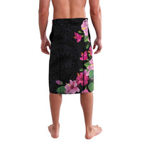 Hawaiian Hibiscus and Art Polynesian Tattoo Lavalava Black Color