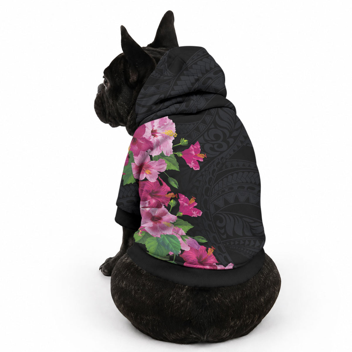 Hawaiian Hibiscus and Art Polynesian Tattoo Pet Hoodie